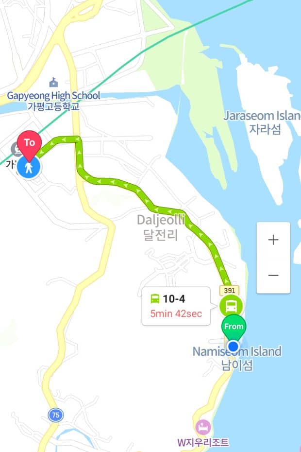 10-4 bus route from Gapyeong Station To Nami Island (1)