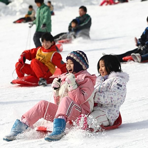 Children sledding in Seoul Korea