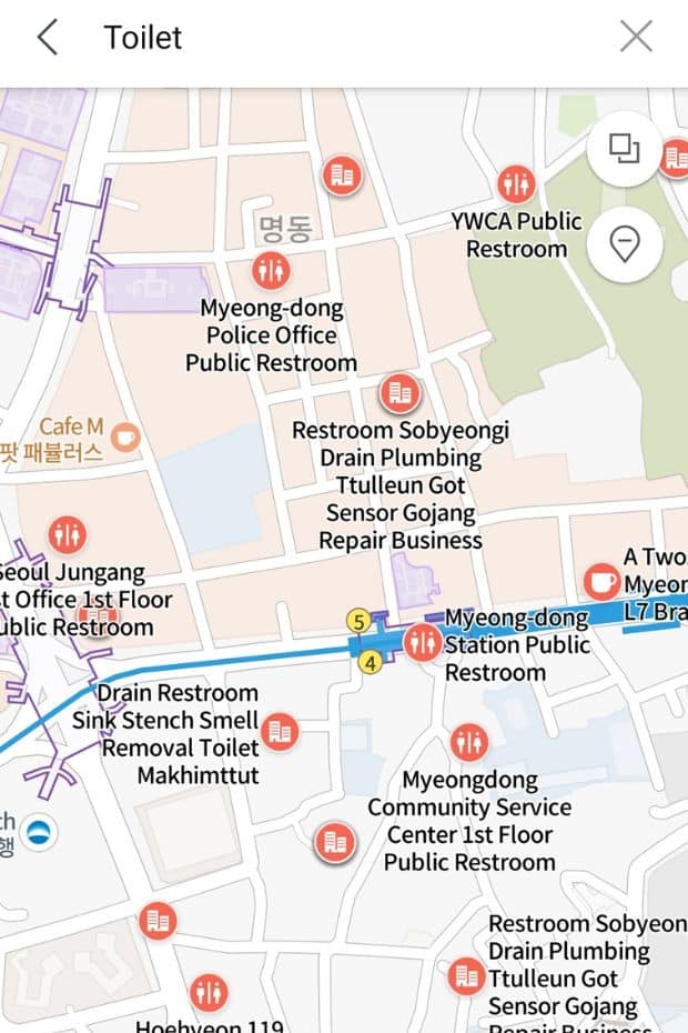 How To Use Naver Maps To Find A Toilet In Korea In English