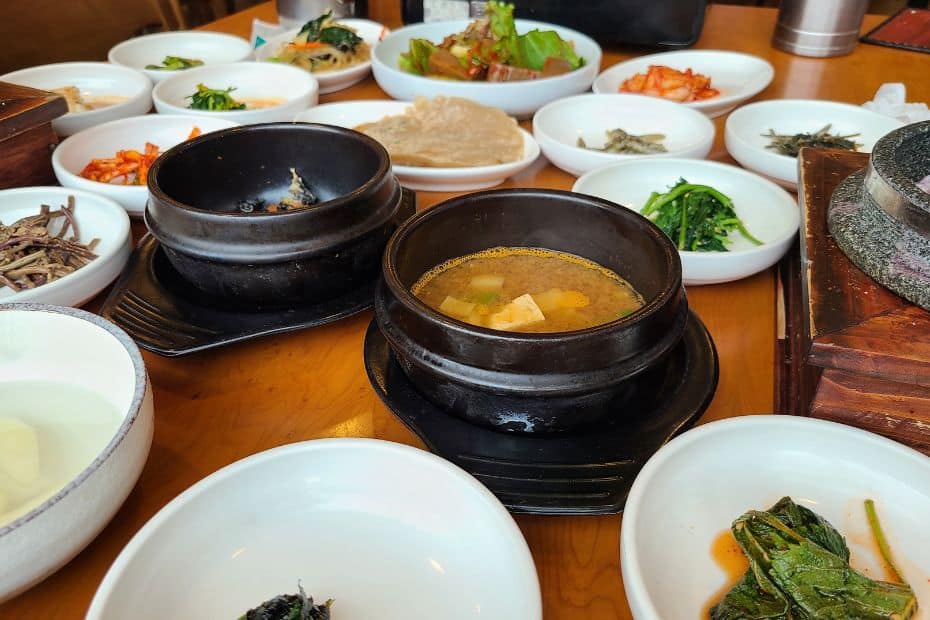 Various Korean side dishes for dinner